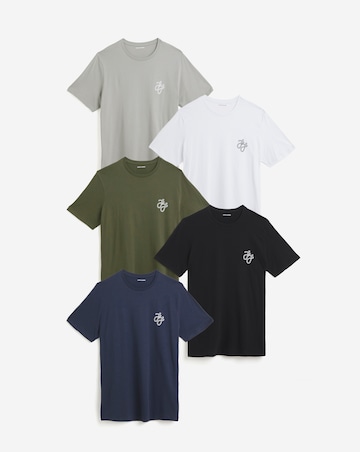 Jack & Jones JJ Logo T-Shirt 5 Pack - Multi