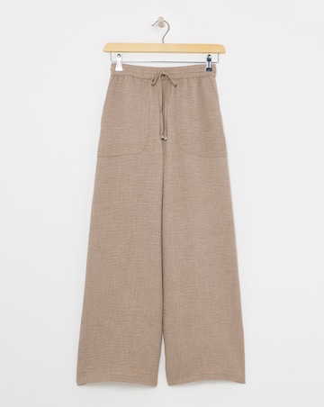 Stone Textured Pull On Wide Leg Trouser
