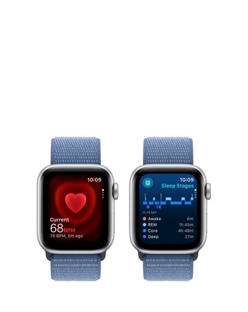Apple Watch SE GPS 40mm Silver Aluminium Case, Winter Blue Sport Loop