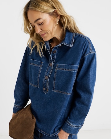 Dark Blue Denim Polo Shirt