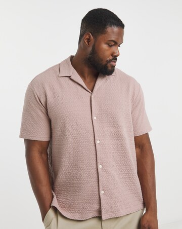 Jack & Jones Premium Blaleo Textured Resort Shirt - Pink