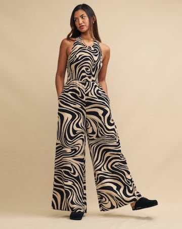 Nobody's Child Black Swirl Print Halter Neck Jumpsuit