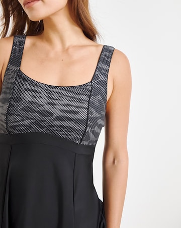 Sports Square Neck Swimdress With Shorts