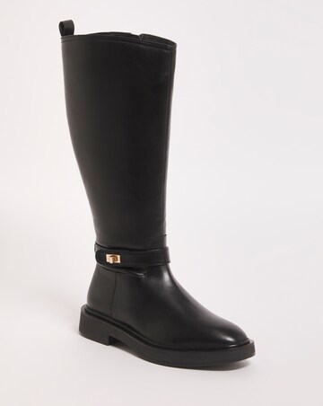 Katrina Buckle Knee High Boots Ex Wide Fit Super Curvy Calf