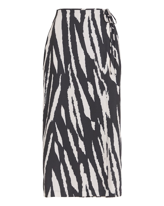 Mono Print Wrap Midi Skirt