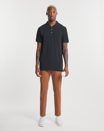 Pure Cotton Pique Polo Long Length- Black