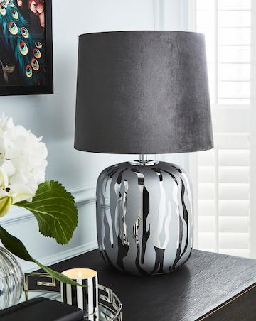 Joanna Hope Zebra Print Glass Table Lamp