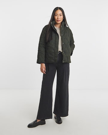 Khaki Leopard Funnel Neck Quilt Jacket