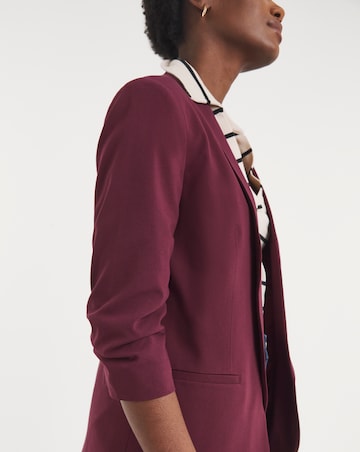 Burgundy Ruched Sleeve Blazer