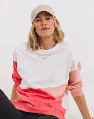 Pink Colour Block Sweatshirt