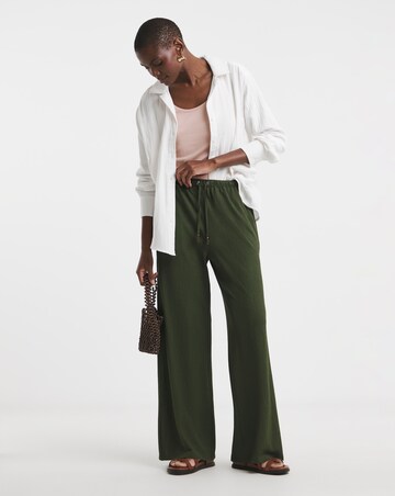 Crinkle Jersey Wide Leg Pull On Trouser