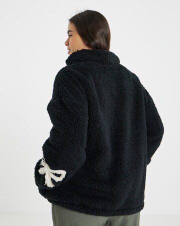 Black Teddy with Bow Sleeve Detail