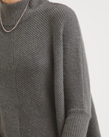 Cosy High Neck Chevron Ribbed Detail Jumper