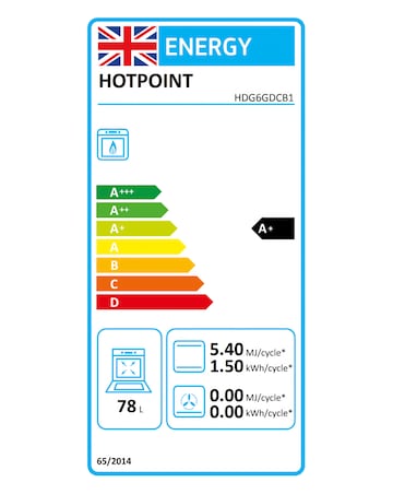 Hotpoint HDG6GDCB1 60cm Gas Double Cooker with Glass Lid - Black