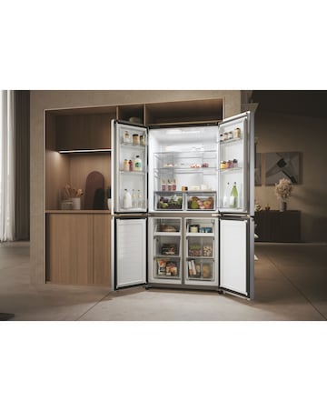 Haier Cube 83 Series 3 HCR3818ENMG American Fridge Freezer Silver + Install