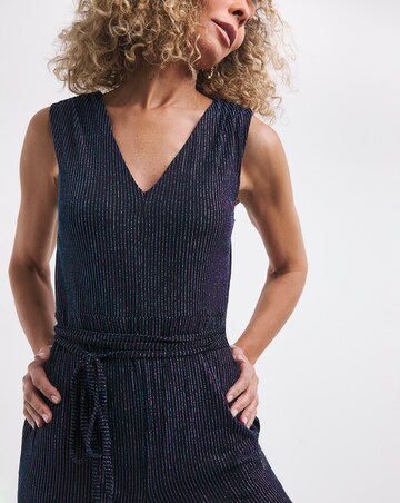 Glitter Stripe Plunge Jumpsuit