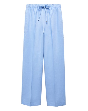 Mango Pure Linen Elastic Waist Trousers