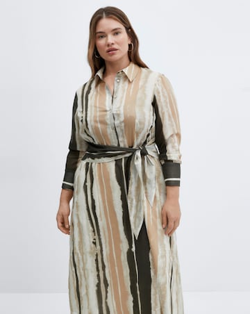 Mango Zoey Tie-Dye Stripe Midi Shirt Dress