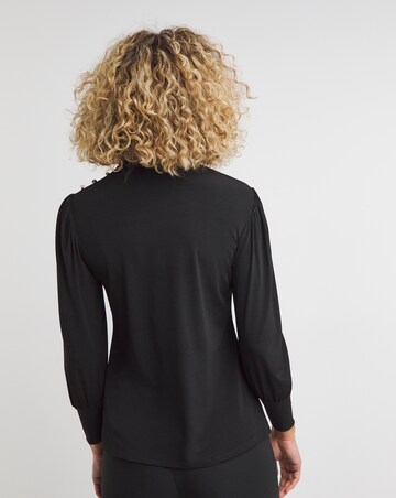 Black High Neck Embellished Long Sleeve Top