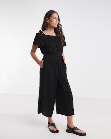 Textured Crinkle Tie Strap Jumpsuits