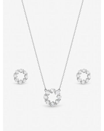 Jon Richard Rhodium Plated Crystal Open Circle Bridal Set - Gift Box