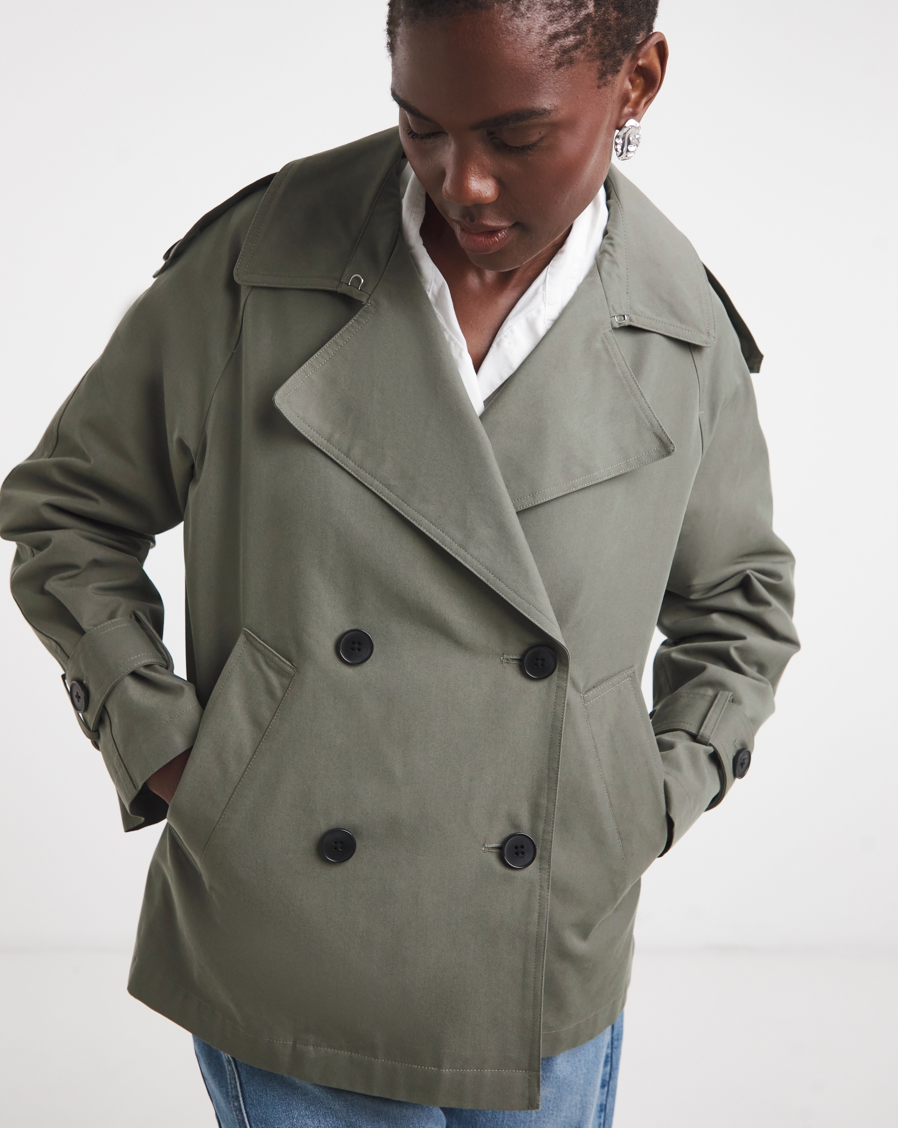 Anthology Khaki Short Trench Coat | JD Williams