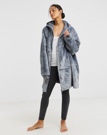 Pretty Secrets Zip Through Fleece Oversized Hooded Lounge Dress