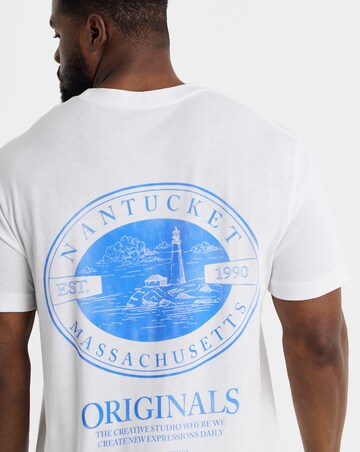 Jack & Jones Massachusetts Originals Back Graphic T-Shirt - White