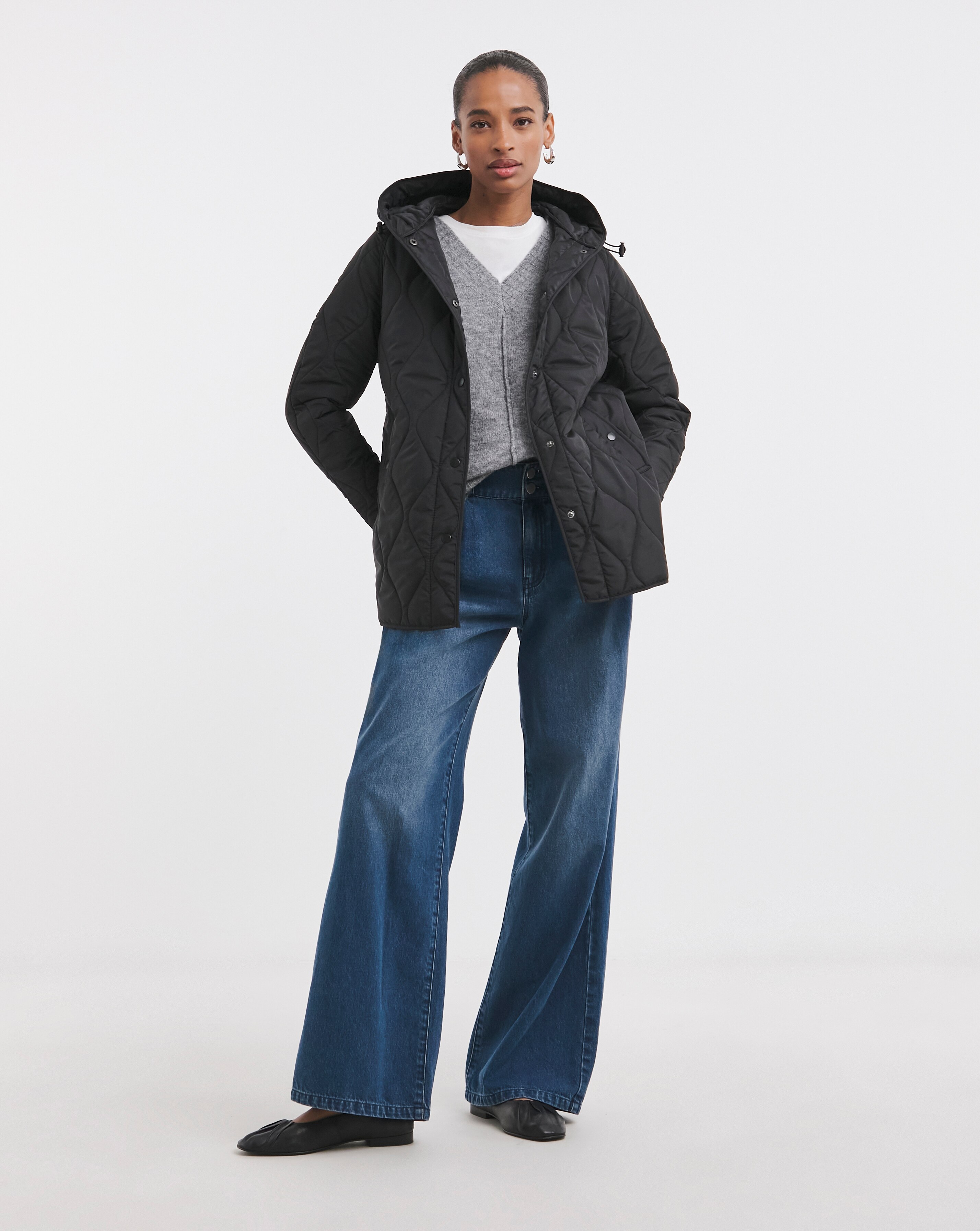 Black Short Quilted Jacket | JD Williams