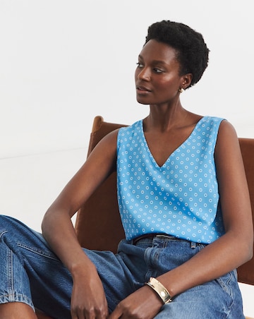 Spot Print V Neck Woven Vest