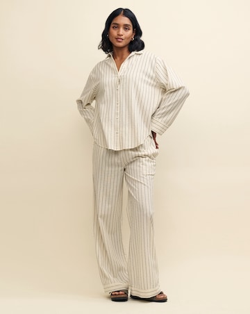 Nobody's Child Cream Pinstripe Oversized Shirt