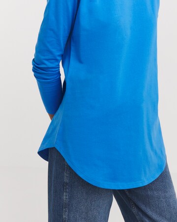 Bright Blue Longline Curved Hem Top