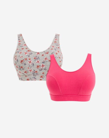 Slimma 2 Pack Cotton Comfort Tops - Grey Floral/Pink