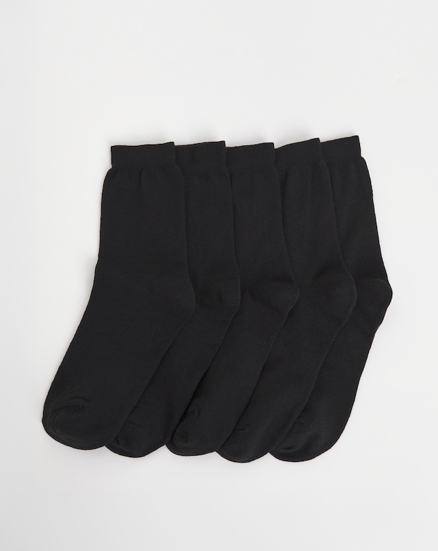 Pretty Secrets (5 Pair Pack) Super Value Ankle Socks (Wide Fit) Black