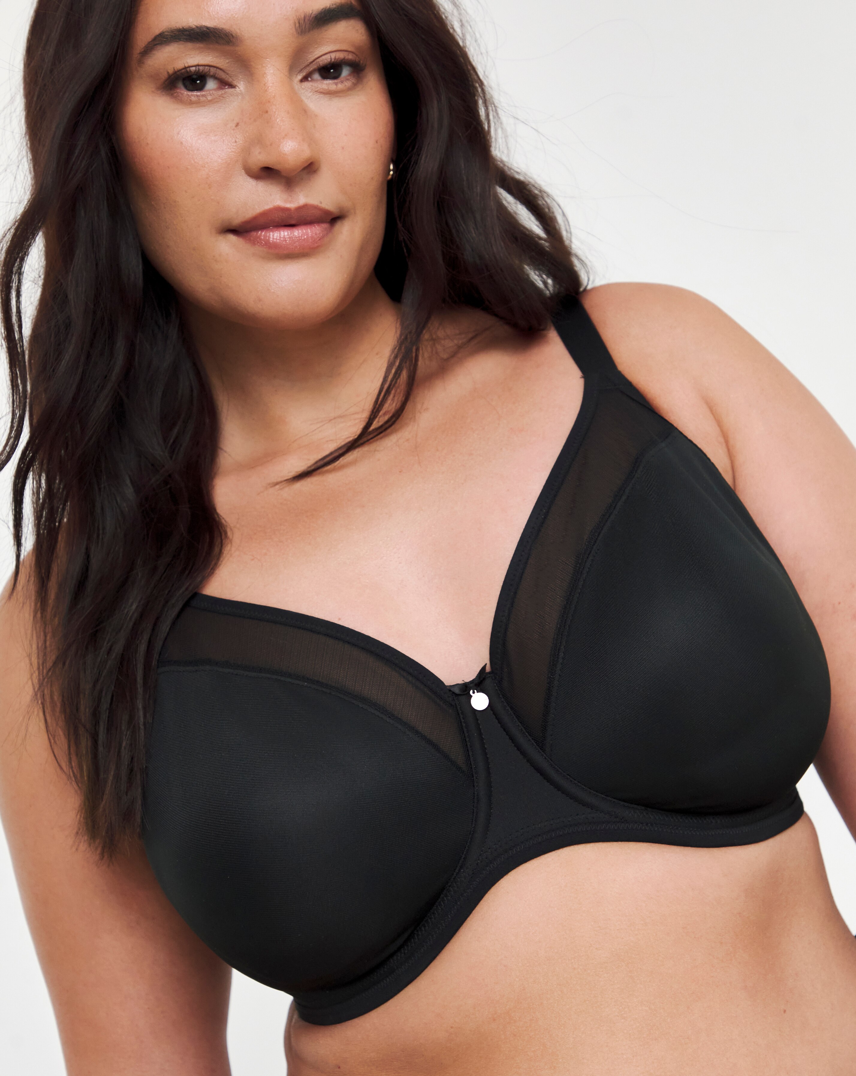 DREAMFIT Plus Size Underwire Bra - Full Coverage T-Shirt Bra, Black, 42DDD, Microfiber With Wide Band For Smoothing - View #14