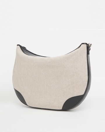 Canvas & PU Mix Shoulder Bag