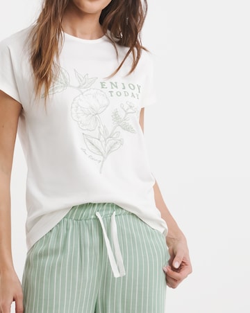 Enjoy Today Embroidered Cotton Top Pyjama Set