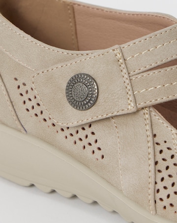 Cushion Walk Beige Mary Jane Comfort Flats - Extra Wide Fit (EEE)