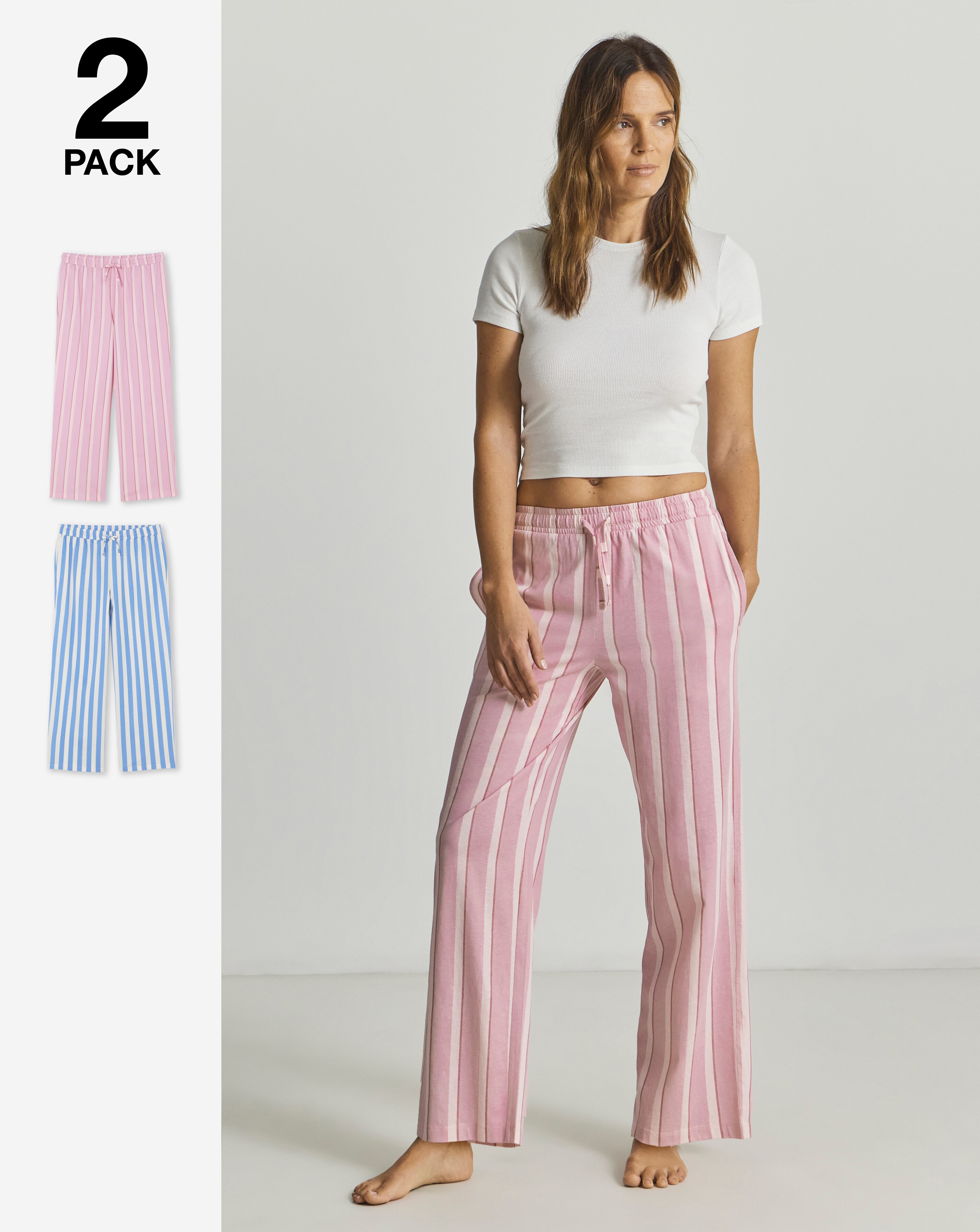 Pretty Secrets (2 Pack) Stripe Cotton Pyjama Bottoms