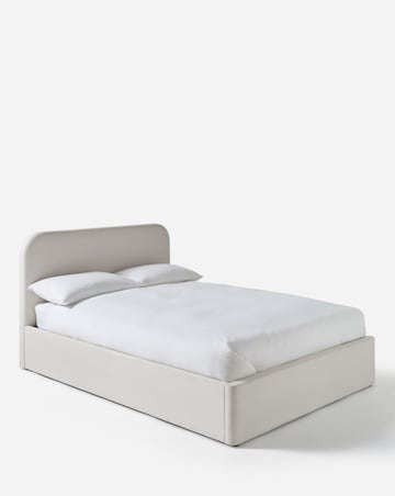 Emery Fabric Storage Ottoman Bed with 3 Layer Memory Foam Hybrid Mattress