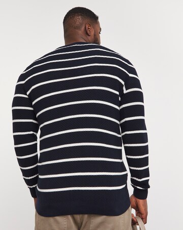 Textured Navy Stripe Knitted Jumper