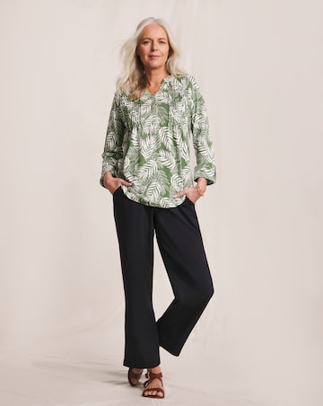 Julipa Button Front Pure Cotton Pintuck Top