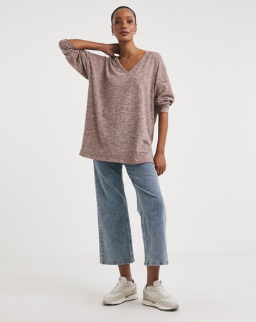 Pink V Neck Soft Touch Longline Top