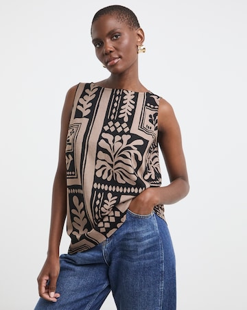 Slash Neck Linen Mix Shell Top