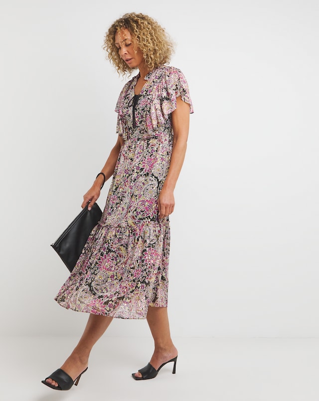 Jo Frill Shoulder Print Dress