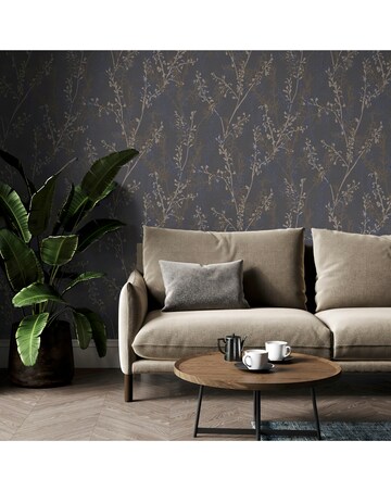 Boutique Breeze Sprig Blue Wallpaper