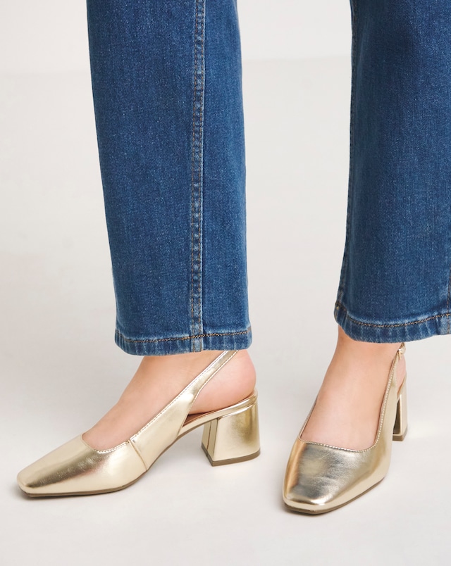 Henrietta Flexi Sole Block Heel Slingback Shoe - Wide fit (E)