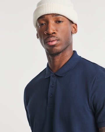 Pure Cotton Pique Polo Long Length- Navy