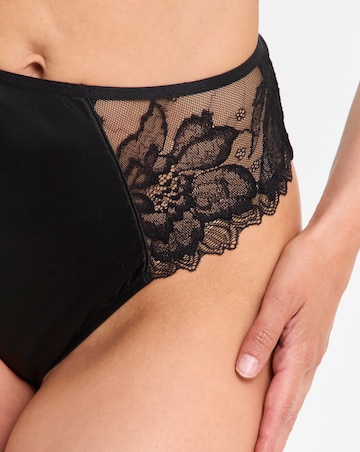 Pretty Secrets (2 Pack) Willow Stretch Lace High Leg Knickers Black/Cream