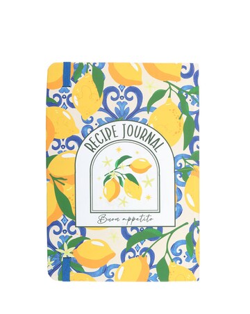 Italian Lemon Print A5 Paper Recipe Journal